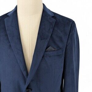 Alfani Men's Slim Fit Solid Velvet Sport Coat Blazer Jacket 40R Blue